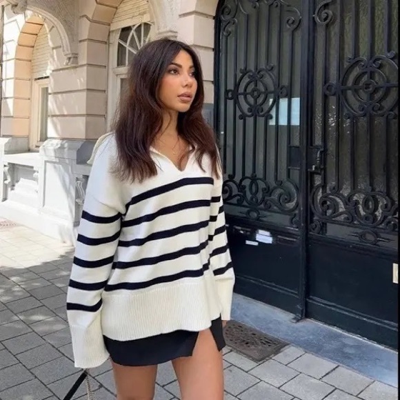 ZARA Stripped Knit Sweater - Cream - Picture 3 of 5